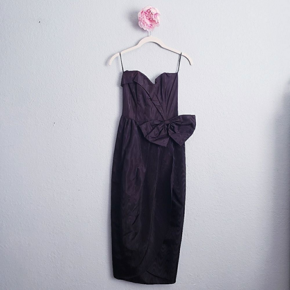 Gunne Sax Vintage Black Big Bow Strapless Dress